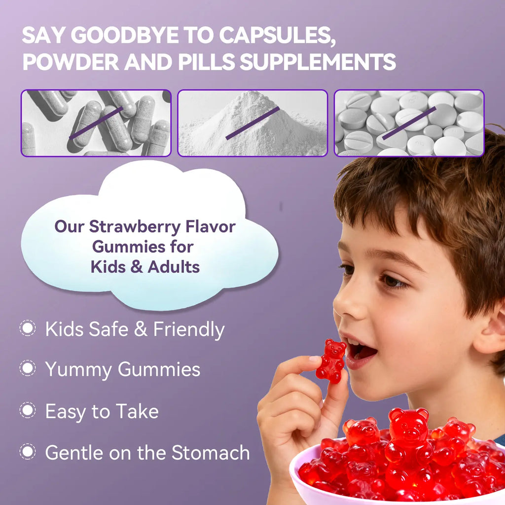 CRASYE Saffron Gummies for Kids, 100% Pure Organic Natural Extract, Sugar-Free Dietary Supplement, 60 Vegan Gummies for Calm Mood & Focus Support