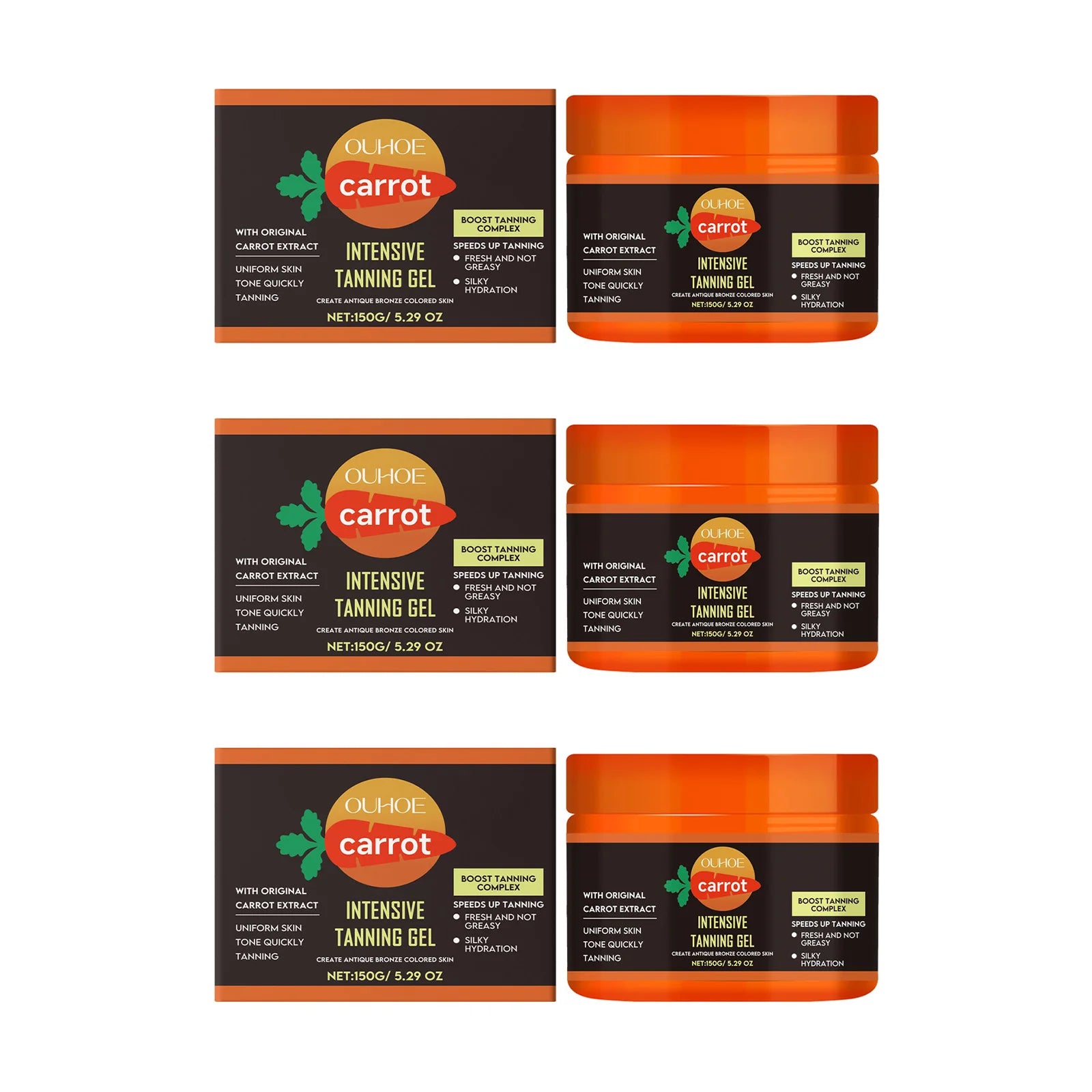 Carrot Tanning Gel - Lightweight Hydrating Bronzing Gel for Natural Sunless Tan Enhancement for Face and Body