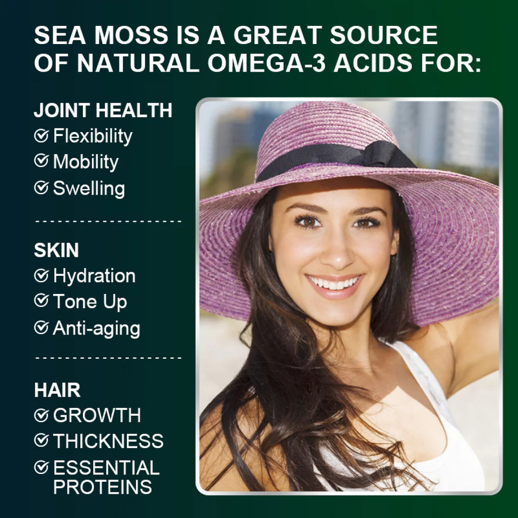 Organic Sea Moss Capsules 2000Mg with Burdockroot, for Immune Boost, Skin & Joint Health, Gut Cleanse & Thyroid Support.