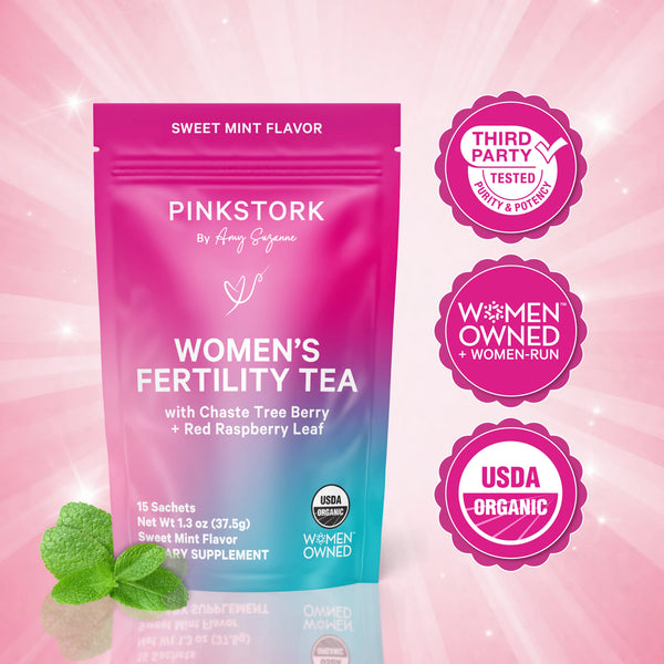 Pink Stork Organic Herbal Fertility Support | Vitex + Red Raspberry Leaf | 3 Flavors Available | TTC + Cycle Support for Women
