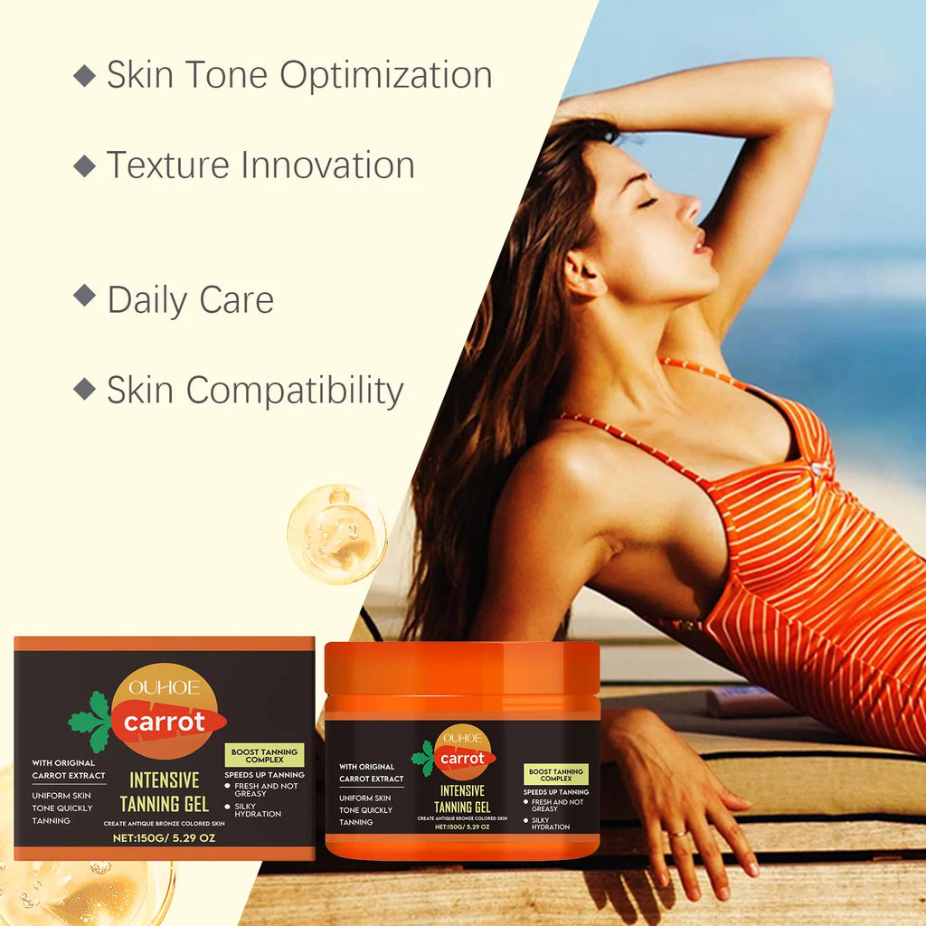 Carrot Tanning Gel - Lightweight Hydrating Bronzing Gel for Natural Sunless Tan Enhancement for Face and Body