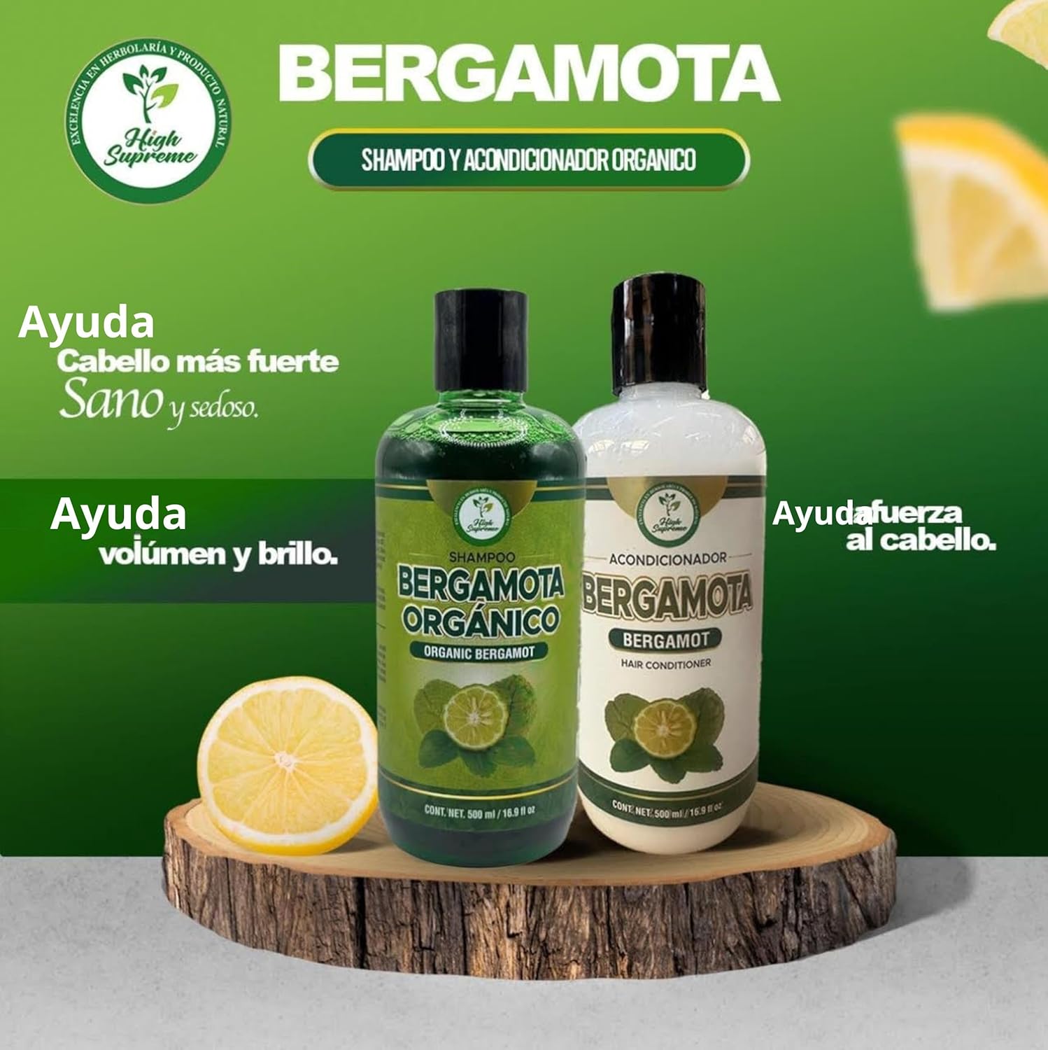 Shampoo Organic Bergamot + Conditioner (16.9 Fl Oz) with Aloe Vera & Rosemary |