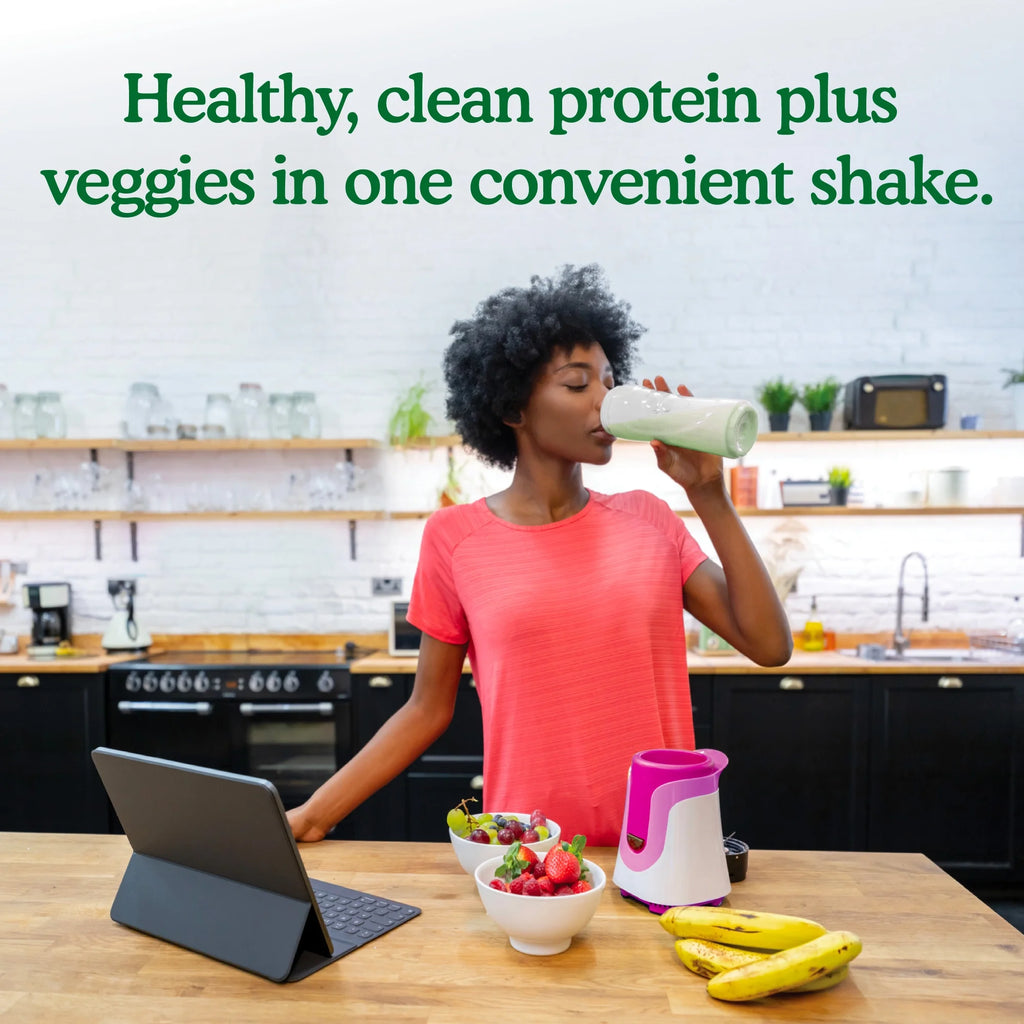 Organic Plant Based Greens Probiotic 20G Protein Shake Drink Powder for Digestive Gut Health, Vegan, Vanilla, 1.1Lb
