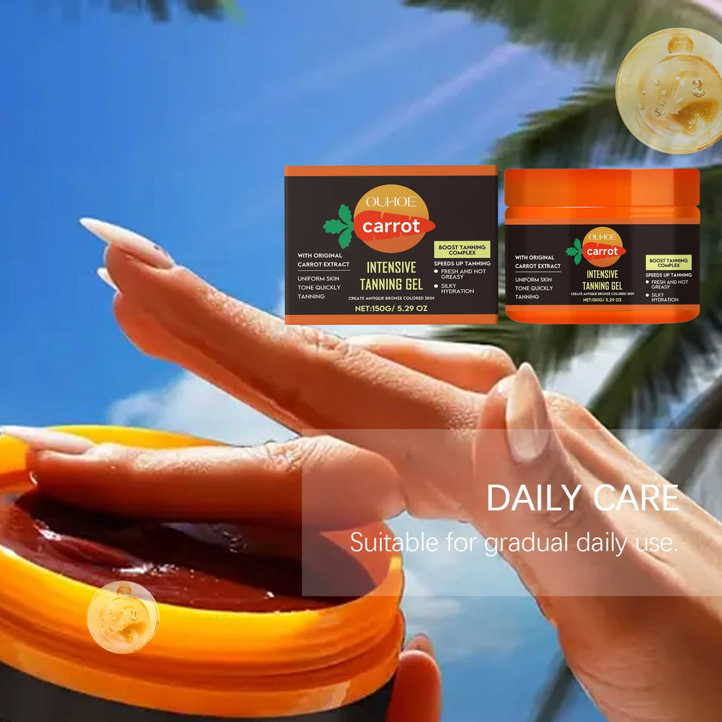 Carrot Tanning Gel - Lightweight Hydrating Bronzing Gel for Natural Sunless Tan Enhancement for Face and Body
