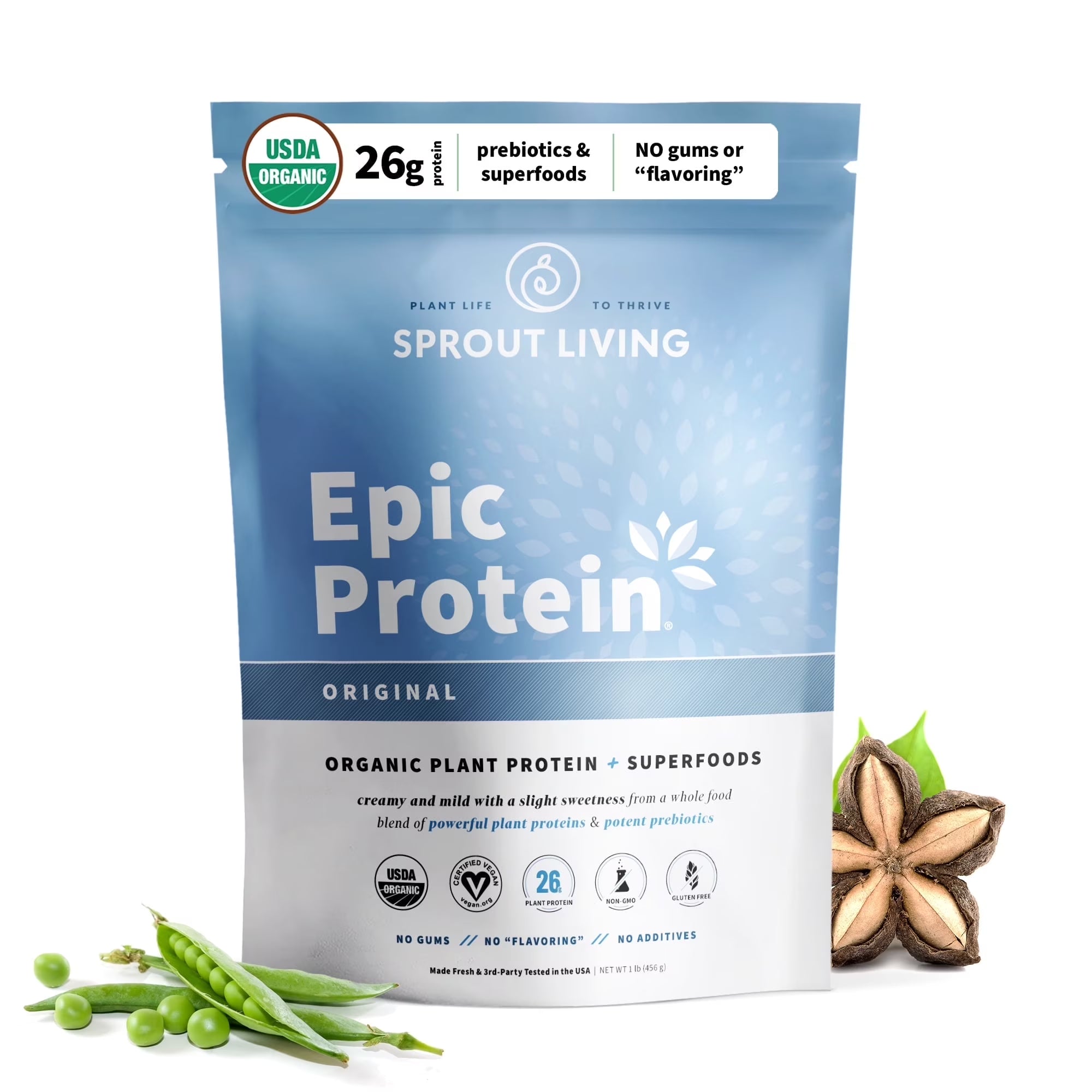 Epic Protein | Organic Plant Protein, Superfoods, Original (Unflavored) 1 Lb
