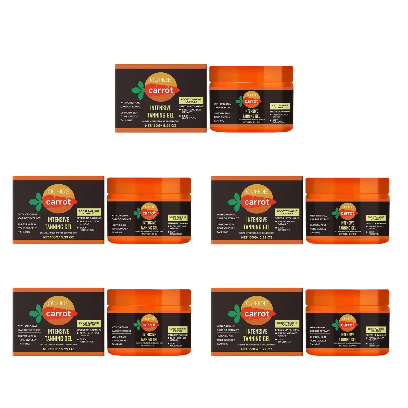 Carrot Tanning Gel - Lightweight Hydrating Bronzing Gel for Natural Sunless Tan Enhancement for Face and Body