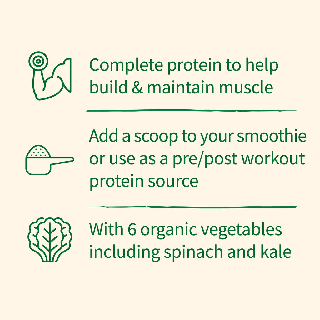 Organic Plant Based Greens Probiotic 20G Protein Shake Drink Powder for Digestive Gut Health, Vegan, Vanilla, 1.1Lb